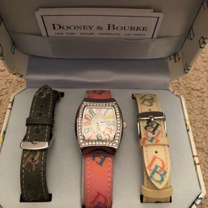 Dooney & Bourke Watch with three watch bands.